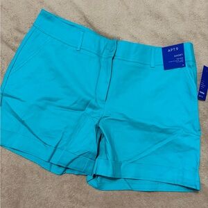 NWT Apt. 9 Torie Mid-Rise Shorts - Aqua Blue Turquoise - Size 14